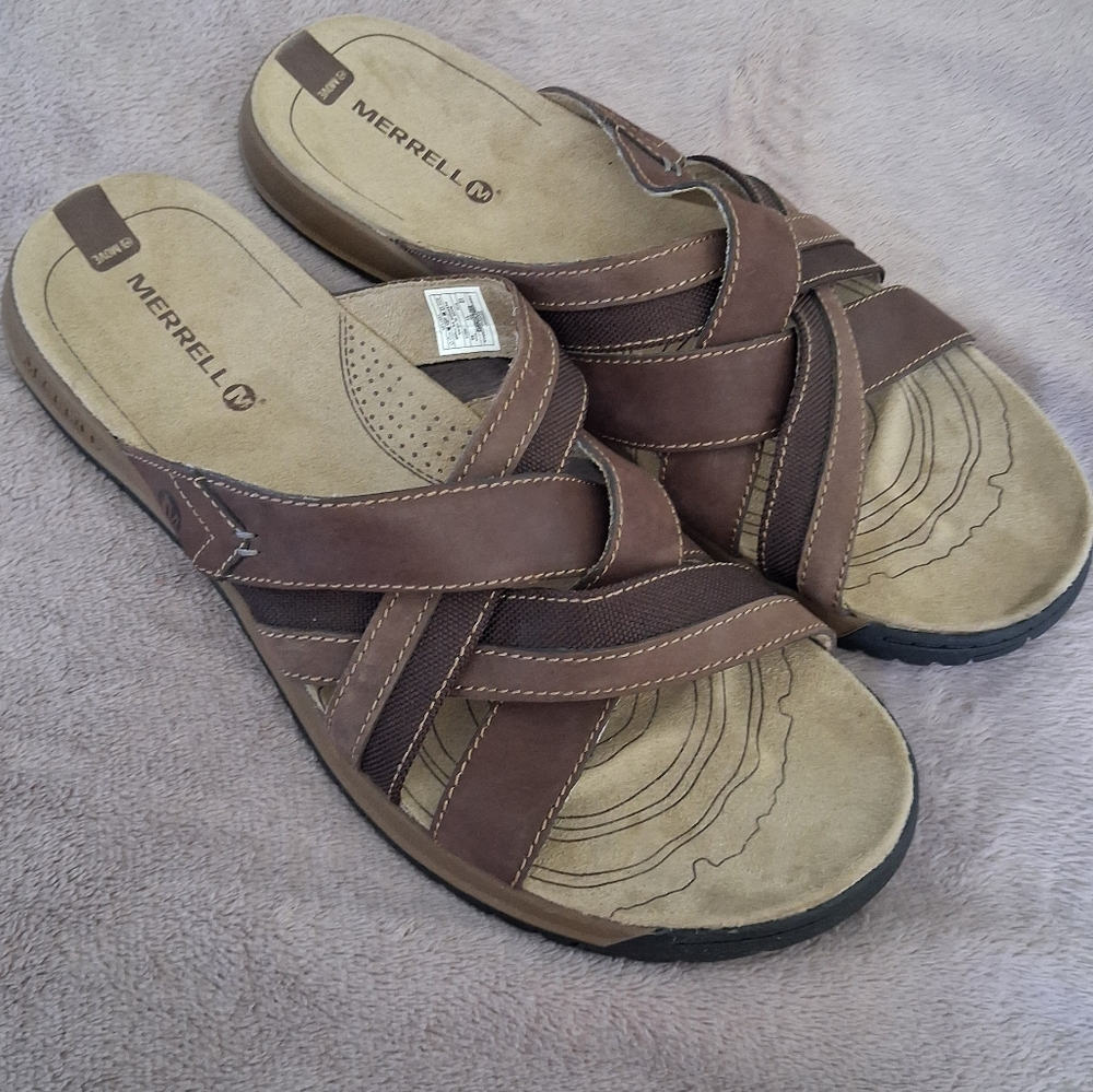 Merrell Performance Footwear Espresso Mens Braided Sandals Size 12 Slip On Shoes